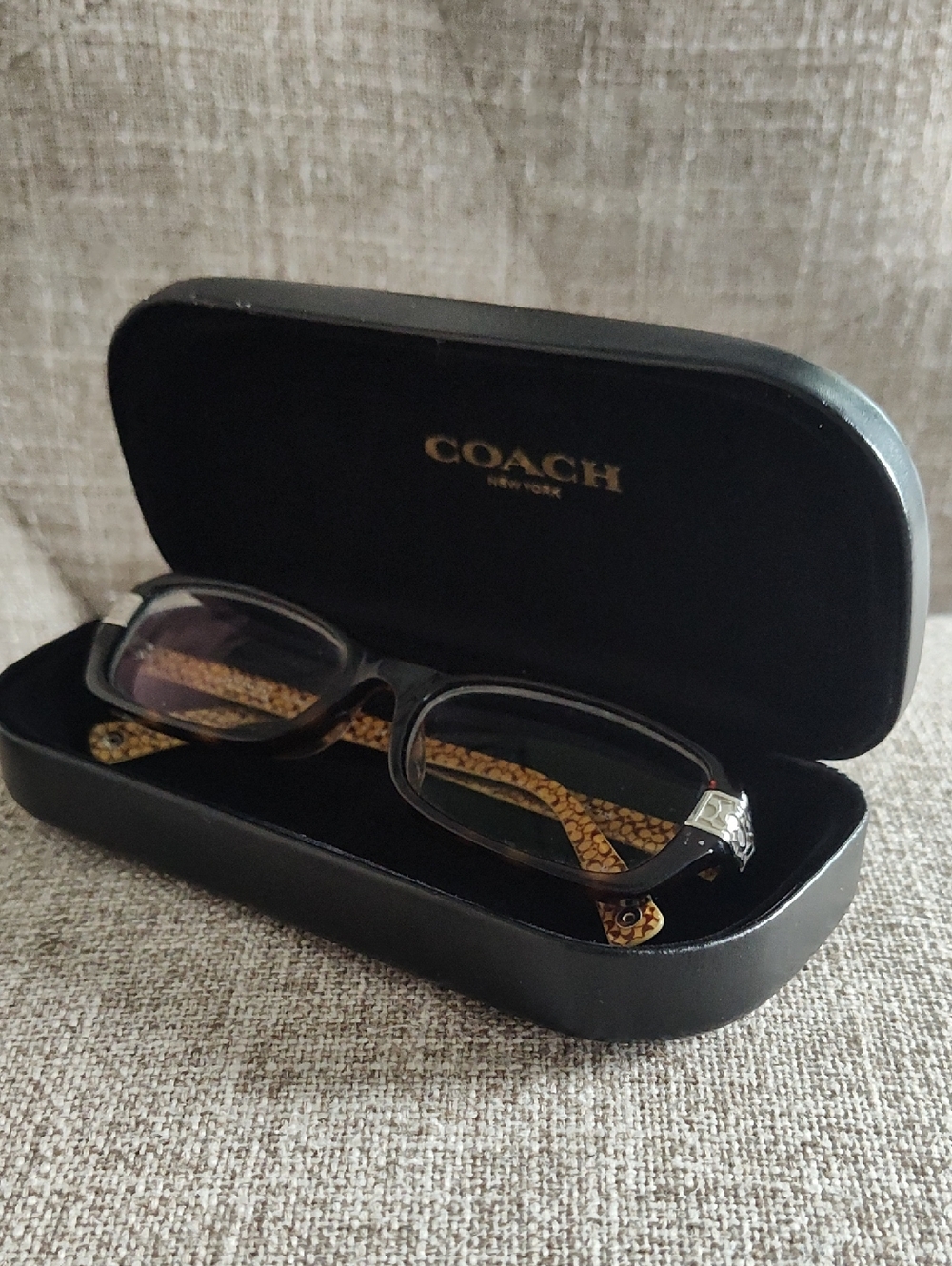 Coach Iconic Tortoiseshell Frames with Inner Gold Logo And Silver/Black Accents